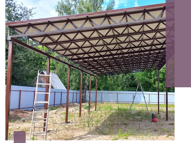 Односкатные навесы под ключ в Перми — изготовление и монтаж