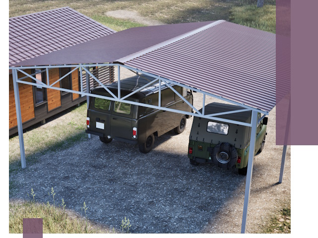 Двускатные навесы под ключ в Перми — изготовление и монтаж